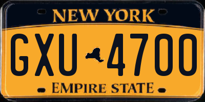 NY license plate GXU4700