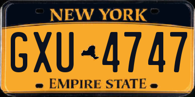 NY license plate GXU4747