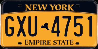 NY license plate GXU4751
