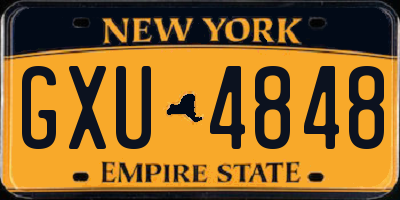 NY license plate GXU4848