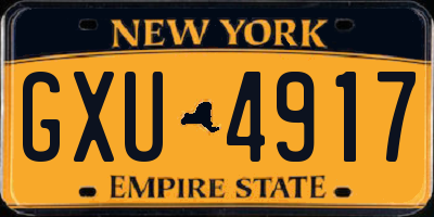 NY license plate GXU4917