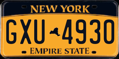 NY license plate GXU4930