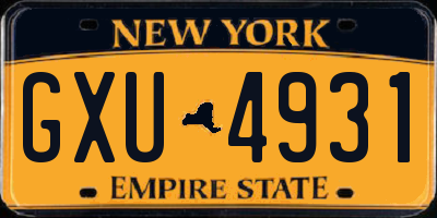 NY license plate GXU4931