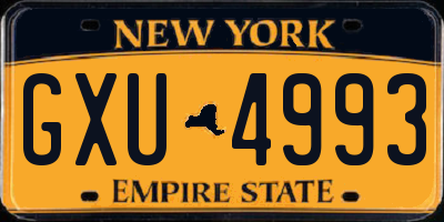 NY license plate GXU4993