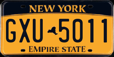 NY license plate GXU5011