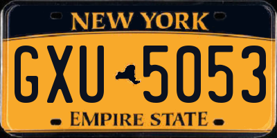 NY license plate GXU5053