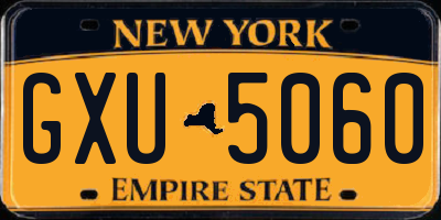 NY license plate GXU5060