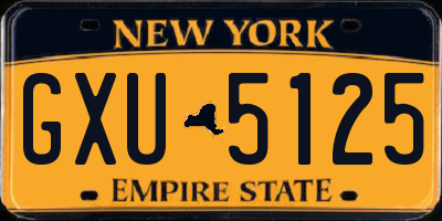 NY license plate GXU5125
