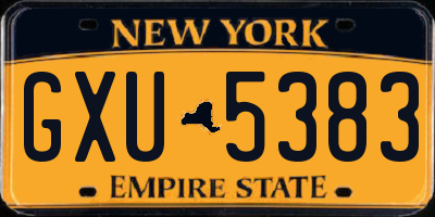 NY license plate GXU5383