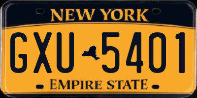 NY license plate GXU5401