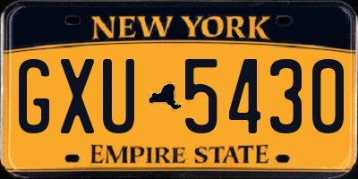 NY license plate GXU5430