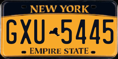 NY license plate GXU5445