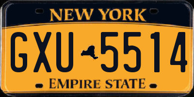 NY license plate GXU5514