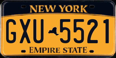 NY license plate GXU5521