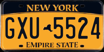 NY license plate GXU5524