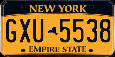 NY license plate GXU5538