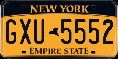 NY license plate GXU5552