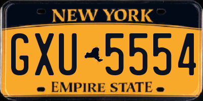NY license plate GXU5554