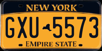 NY license plate GXU5573