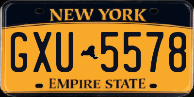 NY license plate GXU5578