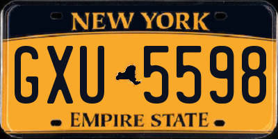 NY license plate GXU5598