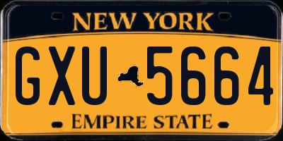 NY license plate GXU5664