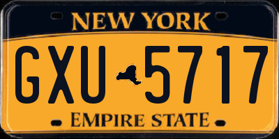 NY license plate GXU5717