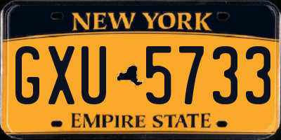 NY license plate GXU5733