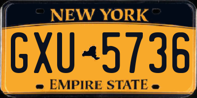 NY license plate GXU5736