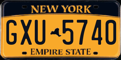 NY license plate GXU5740