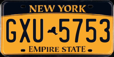 NY license plate GXU5753