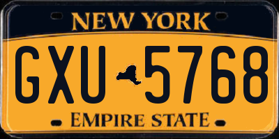 NY license plate GXU5768