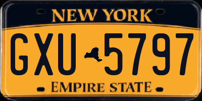 NY license plate GXU5797