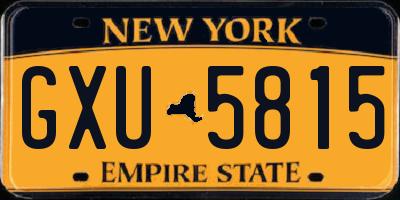 NY license plate GXU5815