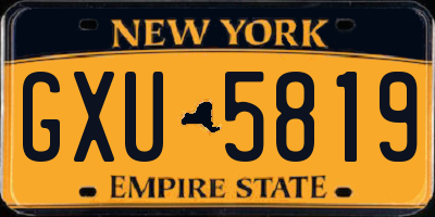 NY license plate GXU5819