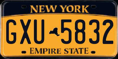 NY license plate GXU5832