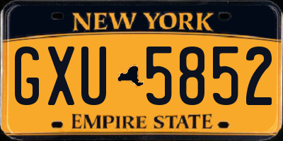 NY license plate GXU5852