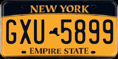NY license plate GXU5899