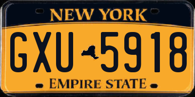NY license plate GXU5918