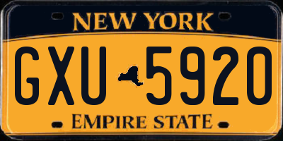 NY license plate GXU5920