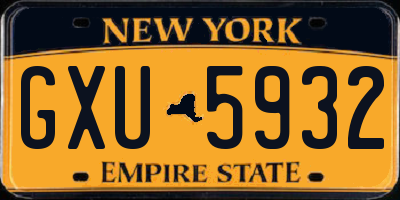 NY license plate GXU5932