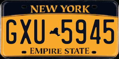 NY license plate GXU5945
