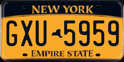 NY license plate GXU5959