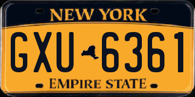 NY license plate GXU6361