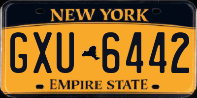 NY license plate GXU6442