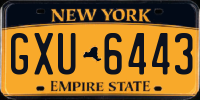 NY license plate GXU6443