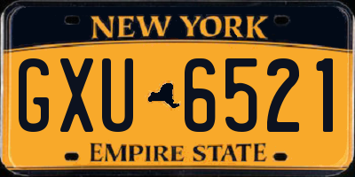 NY license plate GXU6521