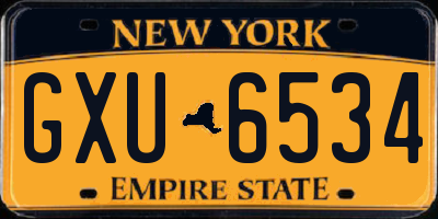 NY license plate GXU6534