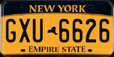 NY license plate GXU6626