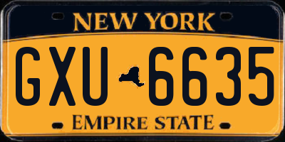 NY license plate GXU6635